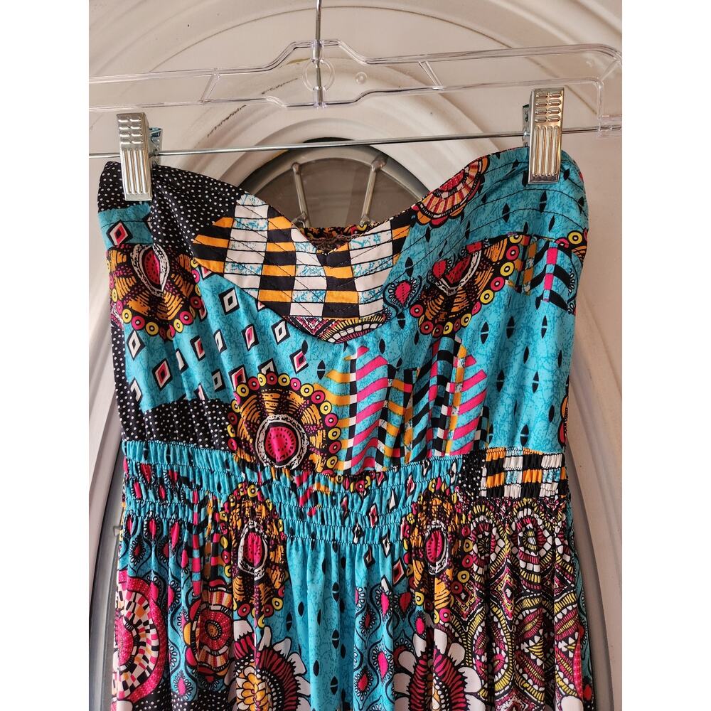 Strapless Kaeli Chou Maxi Sundress Boho Pattern
